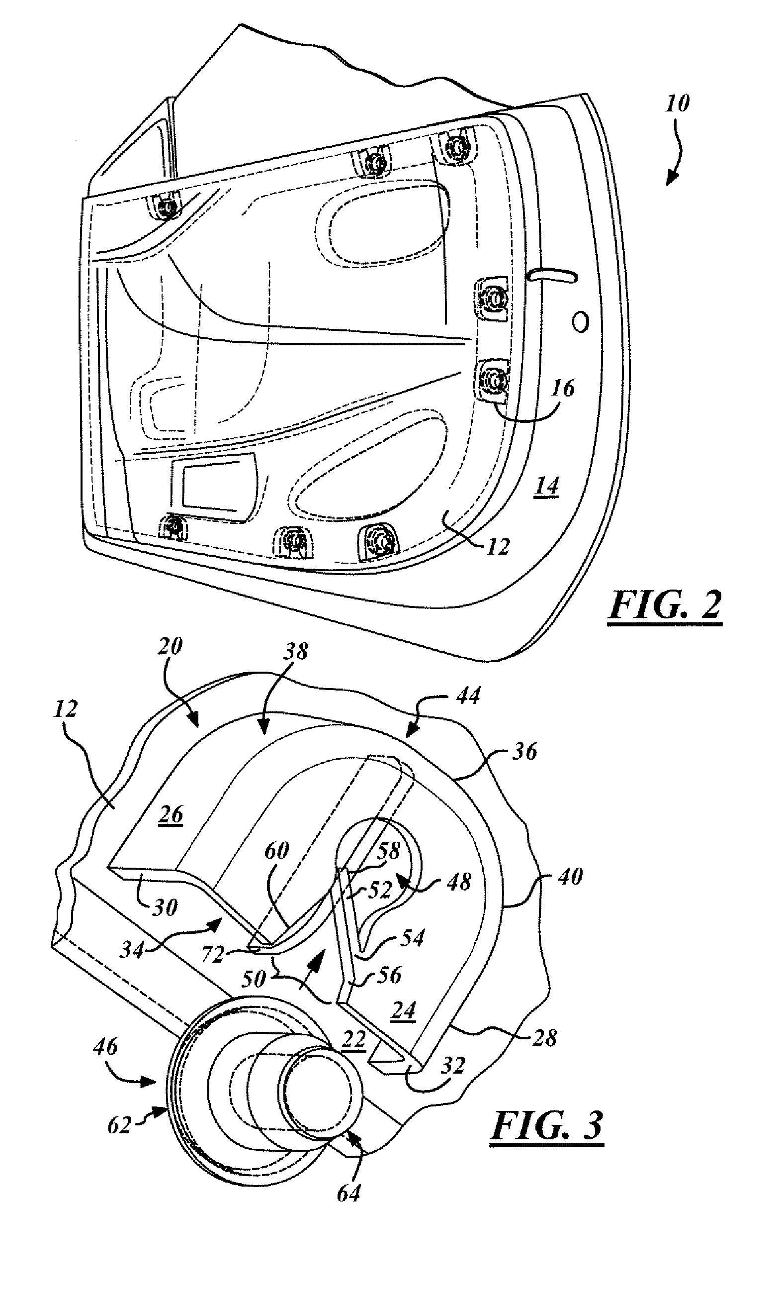 Integral doghouse fastener with retaining feature