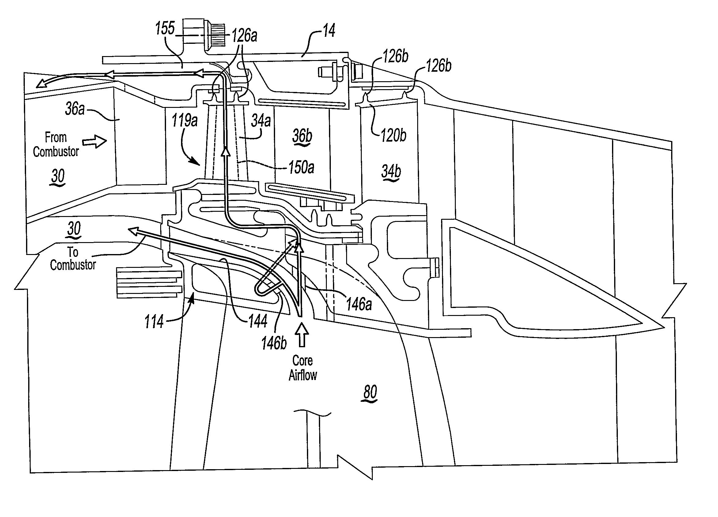 Regenerative Turbine Blade and Vane Cooling for a Tip Turbine Engine