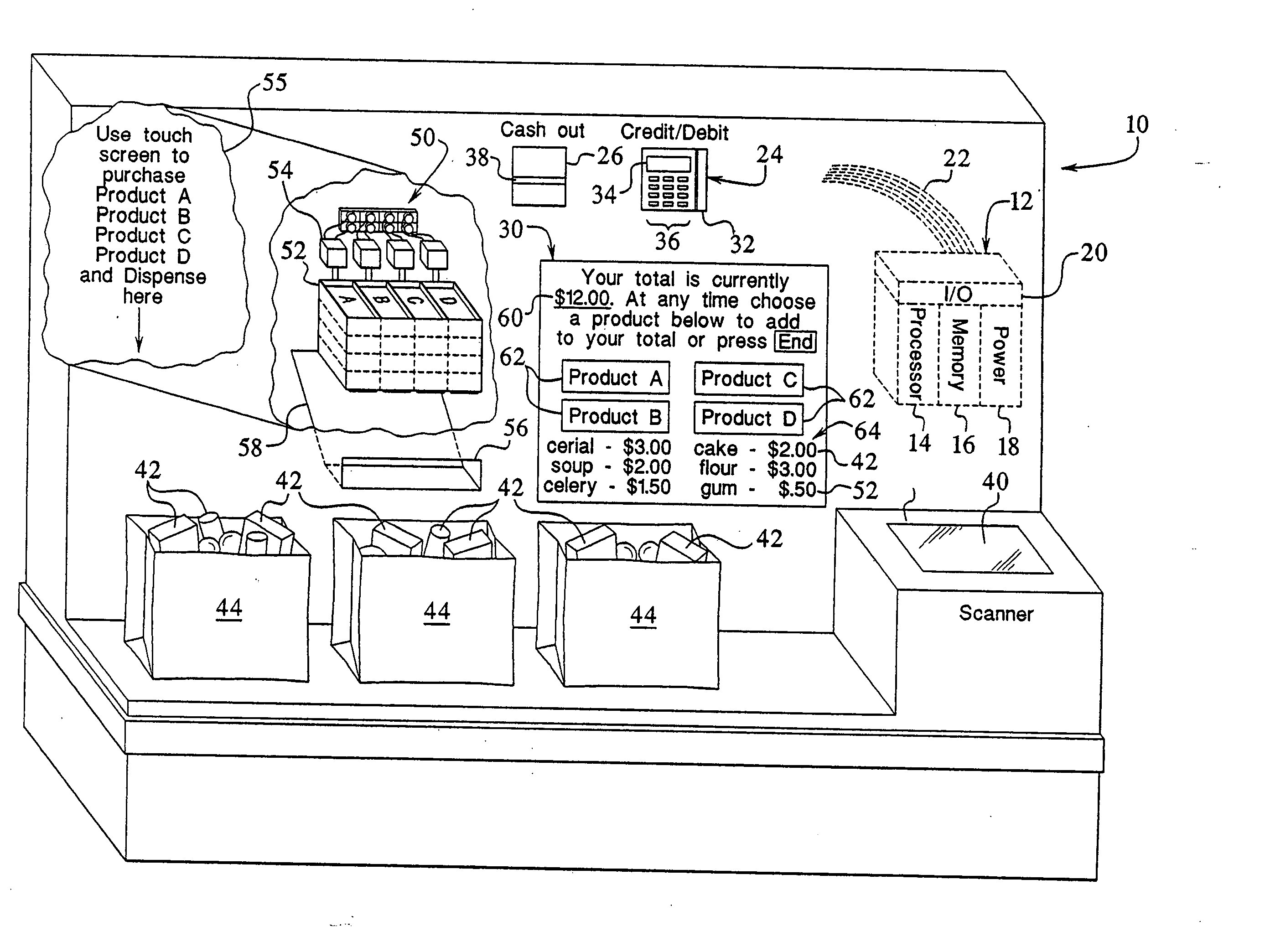 RF point of purchase apparatus and method of using same