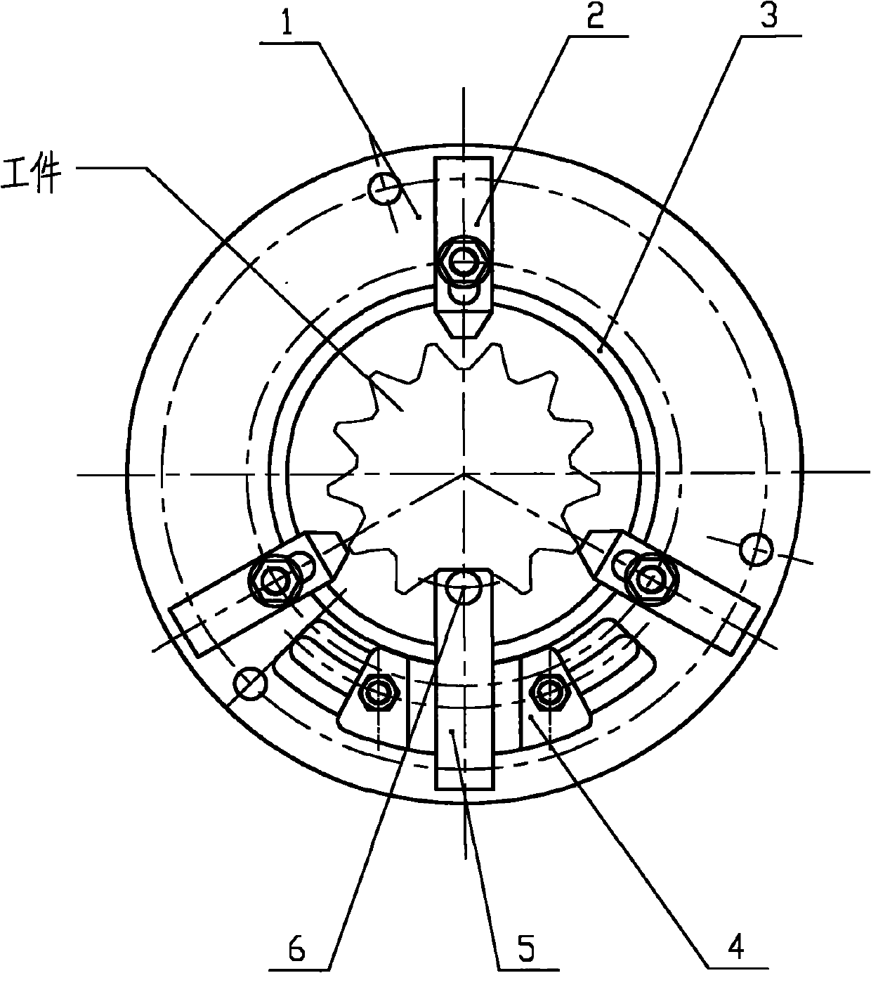 Inner gear machining method and special gear shaping clamp