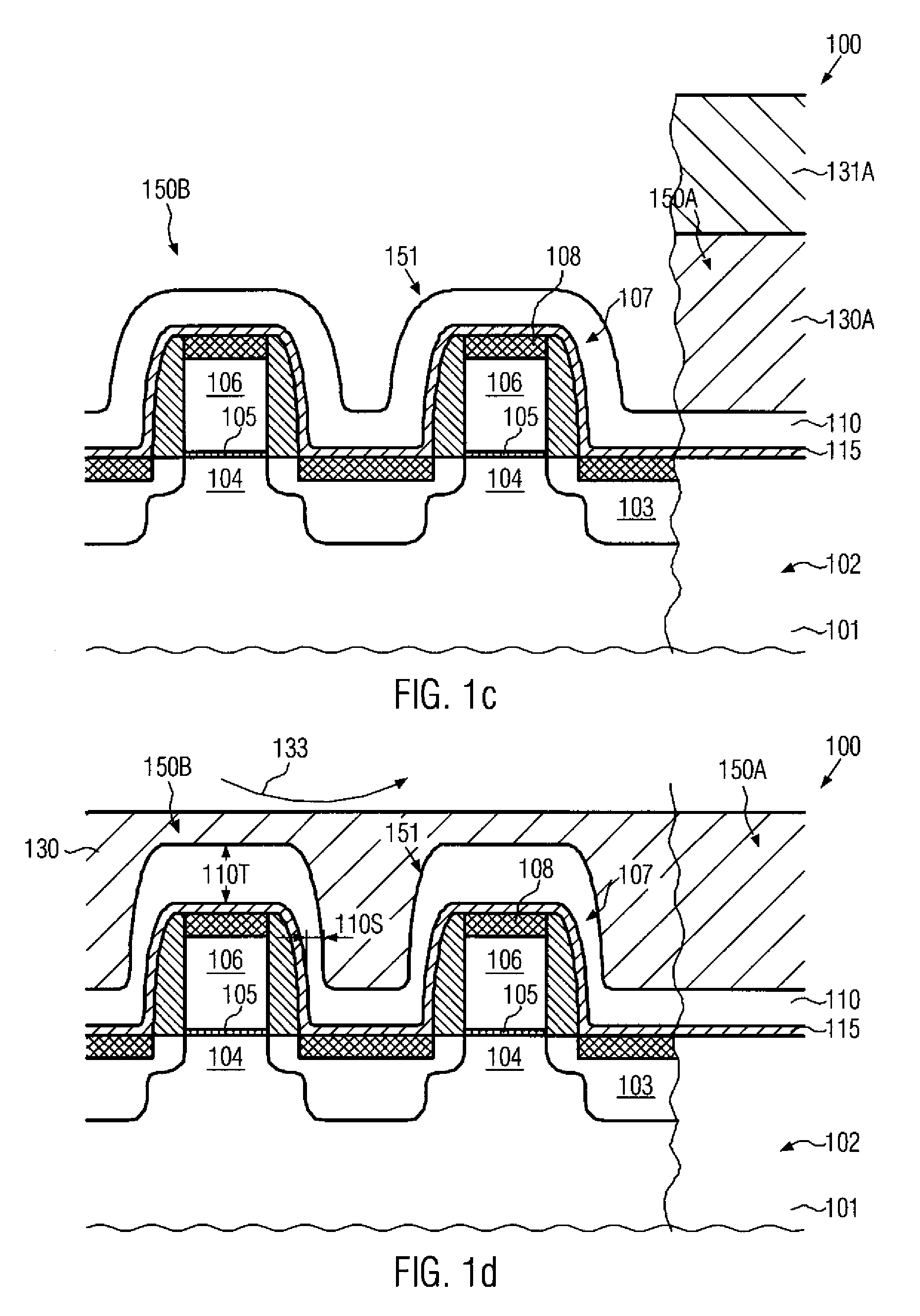 Method for patterning contact etch stop layers by using a planarization process