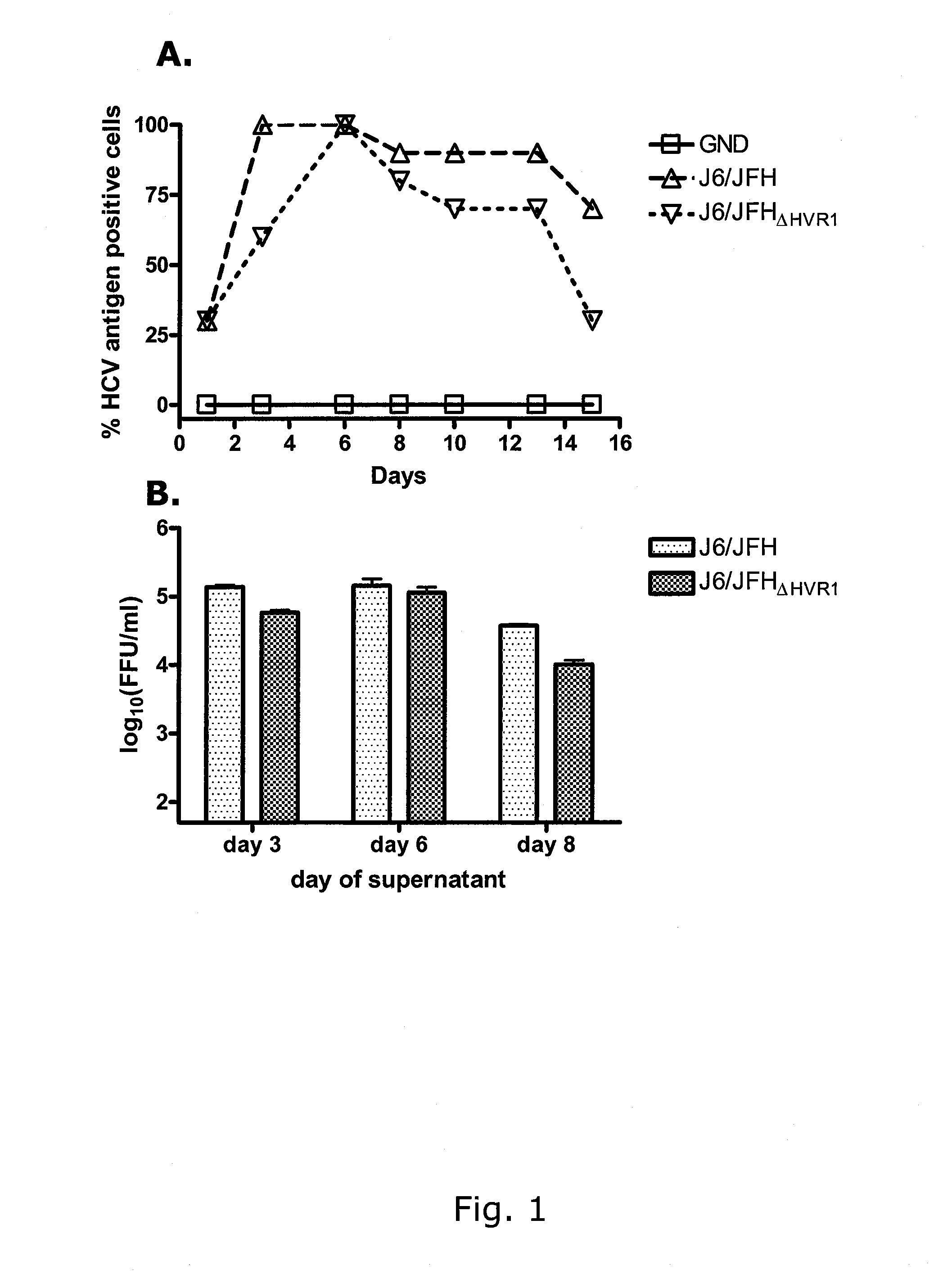 INFECTIOUS GENOTYPE 1a, 1b, 2a, 2b, 3a, 5a, 6a and 7a HEPATITIS C VIRUS LACKING THE HYPERVARIABLE REGION 1 (HVR1)