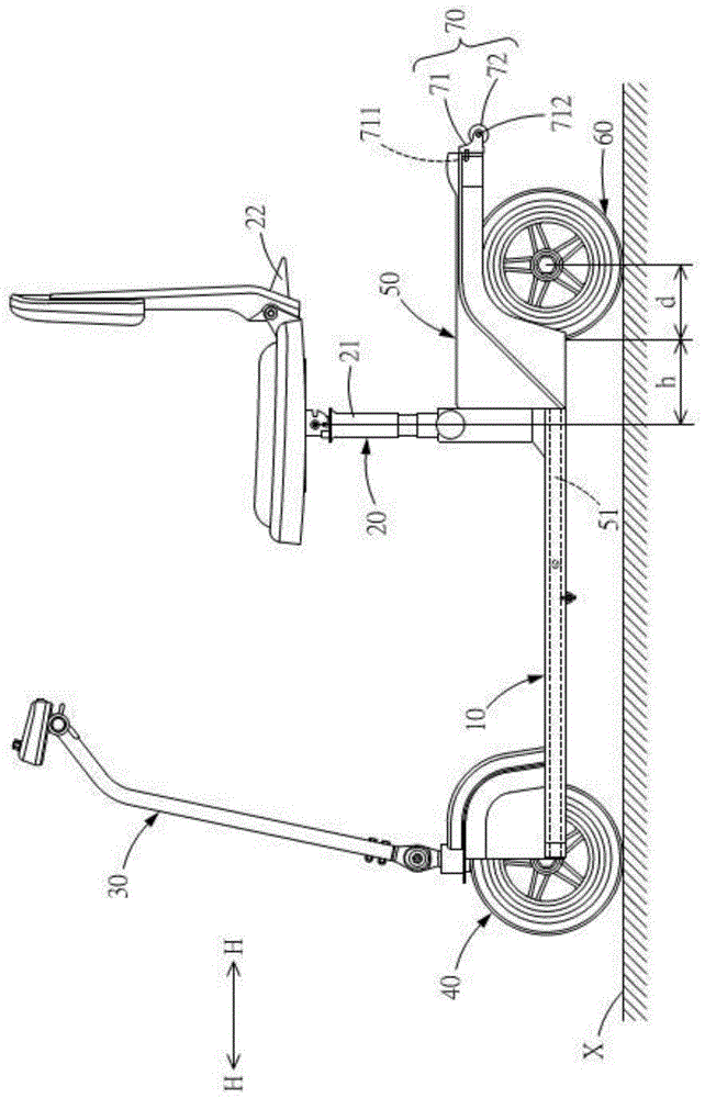 Folded electric Scooter with omnidirectional rotating towing wheel