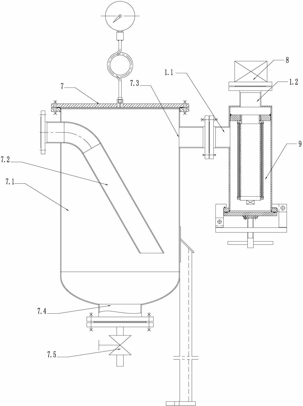 A dust removal device for a vacuum dryer