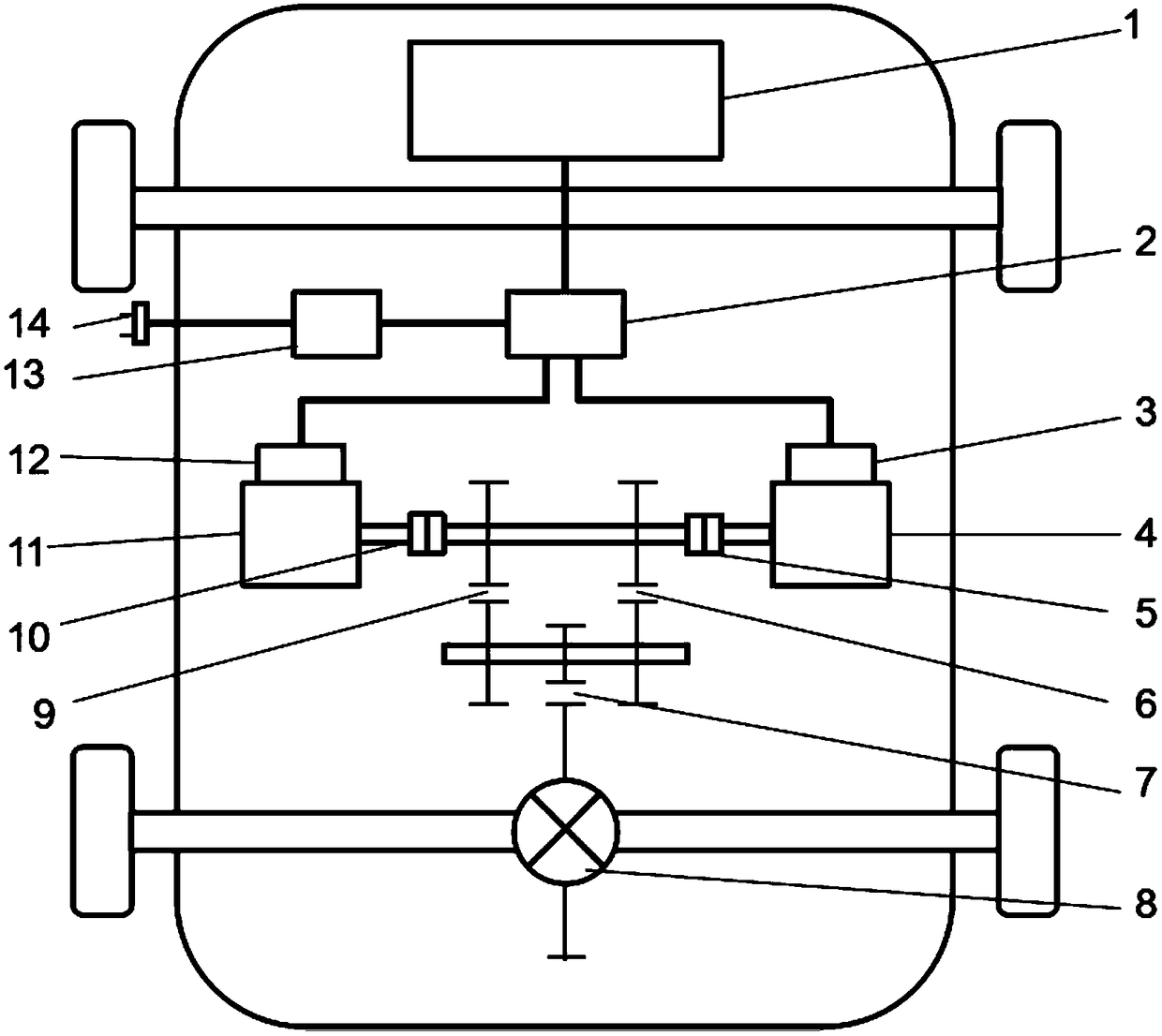 Pure electric vehicle single-axle double-motor drive system