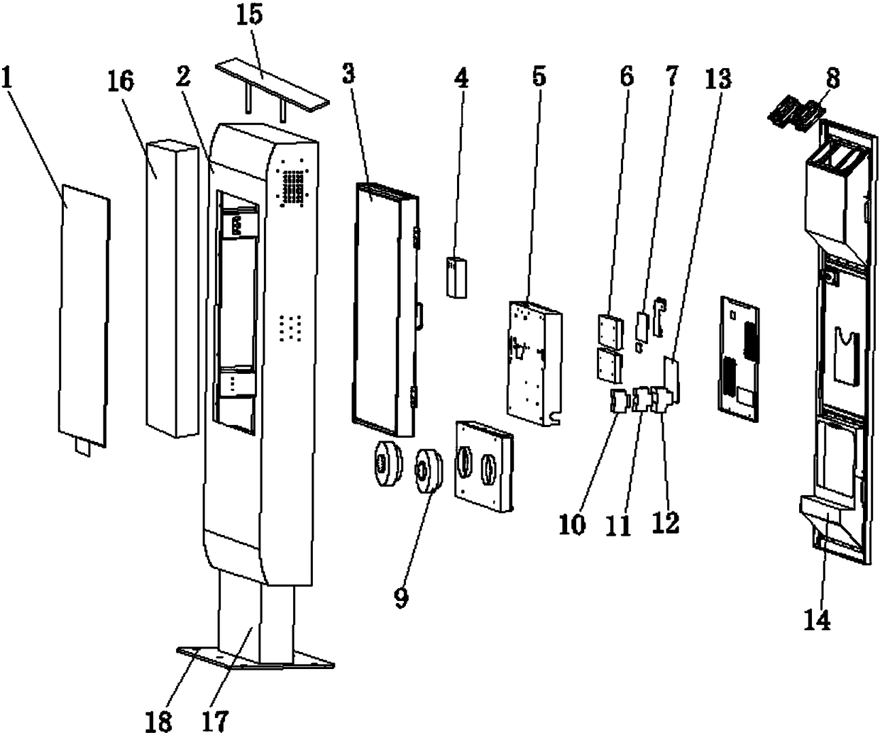 Glasses-free 3D outdoor air cooling internal structure