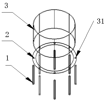 An anchorage structure for steel pipe pile bottom in bare rock geological force