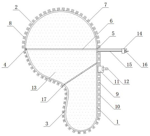 An adjustable outer contour sewing positioning and thread guiding device