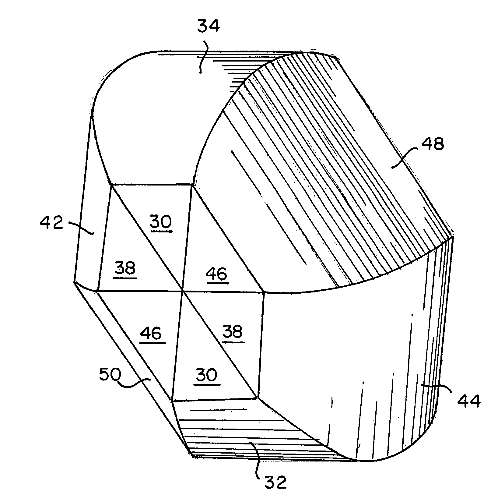 Dimples comprised of two or more intersecting surfaces