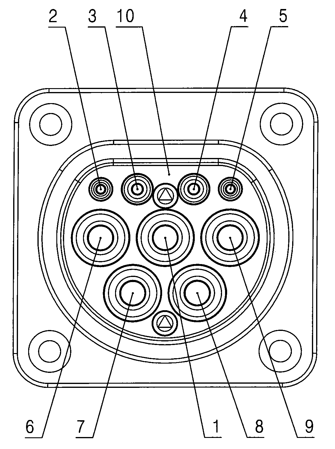 Arrangement structures of jacks in socket and contact pins in plug of alternating current charging interface