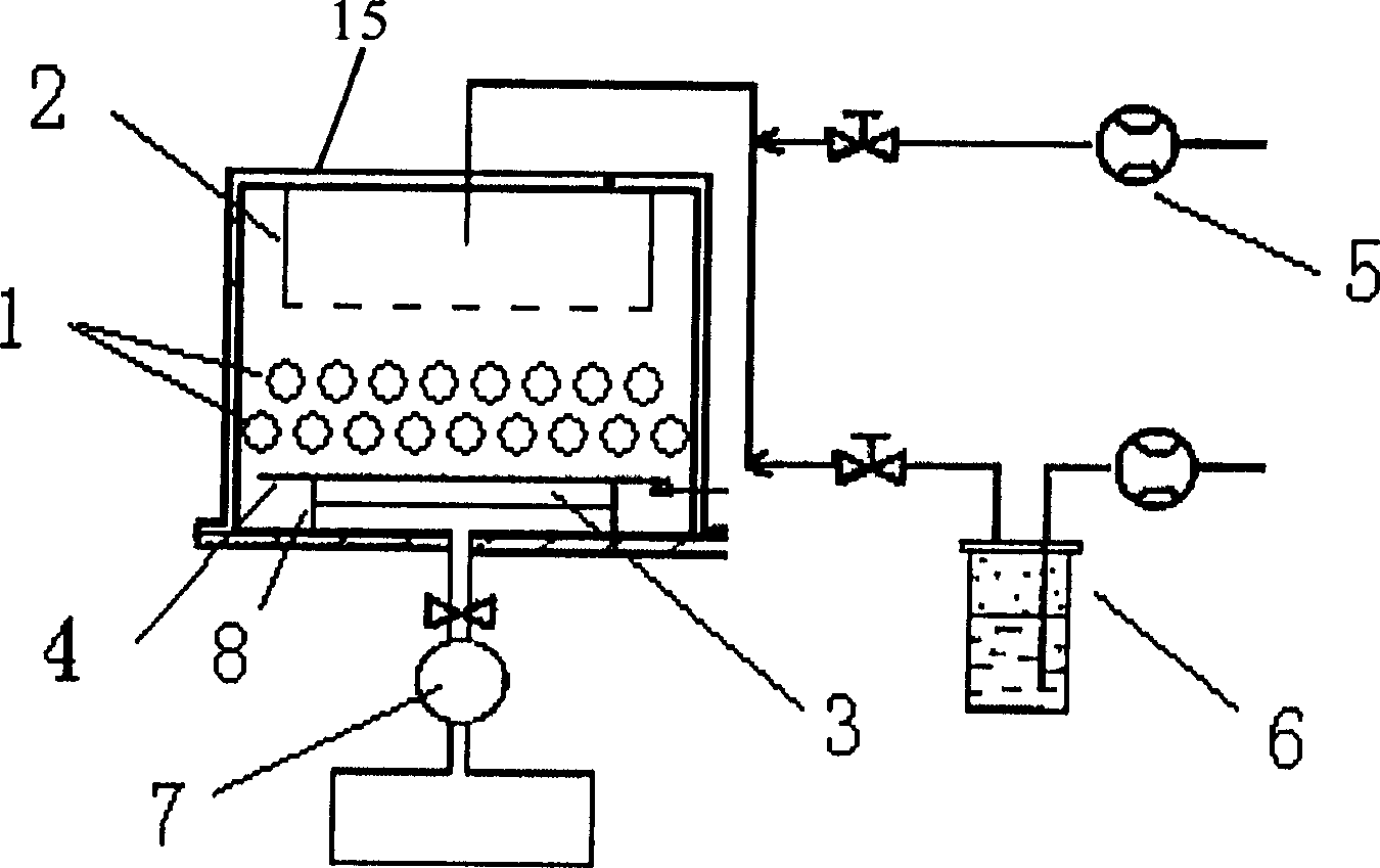 Method of atmospheric pressure plane discharge chemical gaseous phase depositing nano-particular film and its device