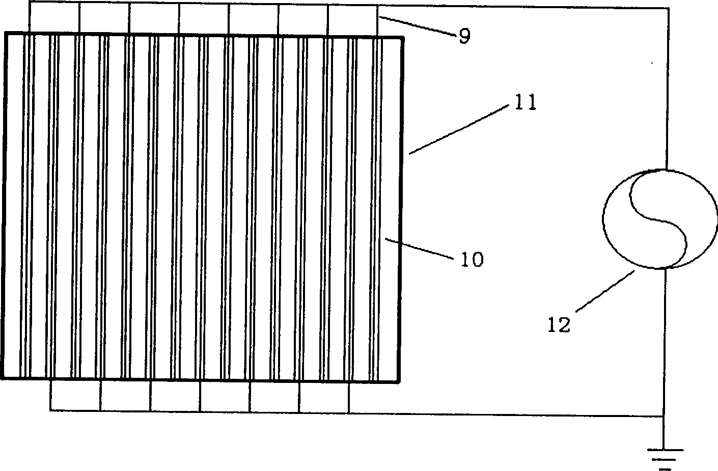 Method of atmospheric pressure plane discharge chemical gaseous phase depositing nano-particular film and its device