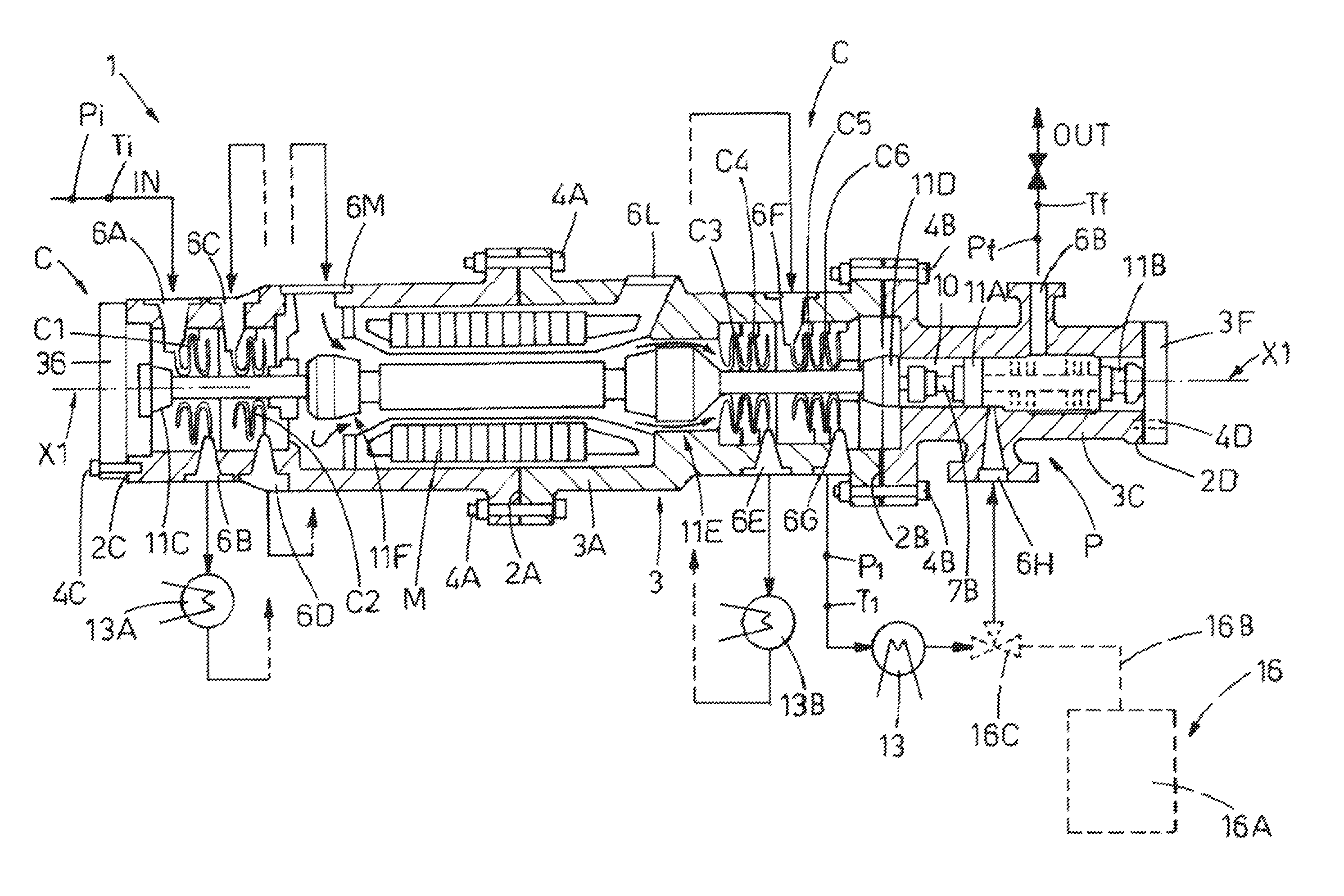 High-pressure compression unit for process fluids for industrial plant and a related method of operation