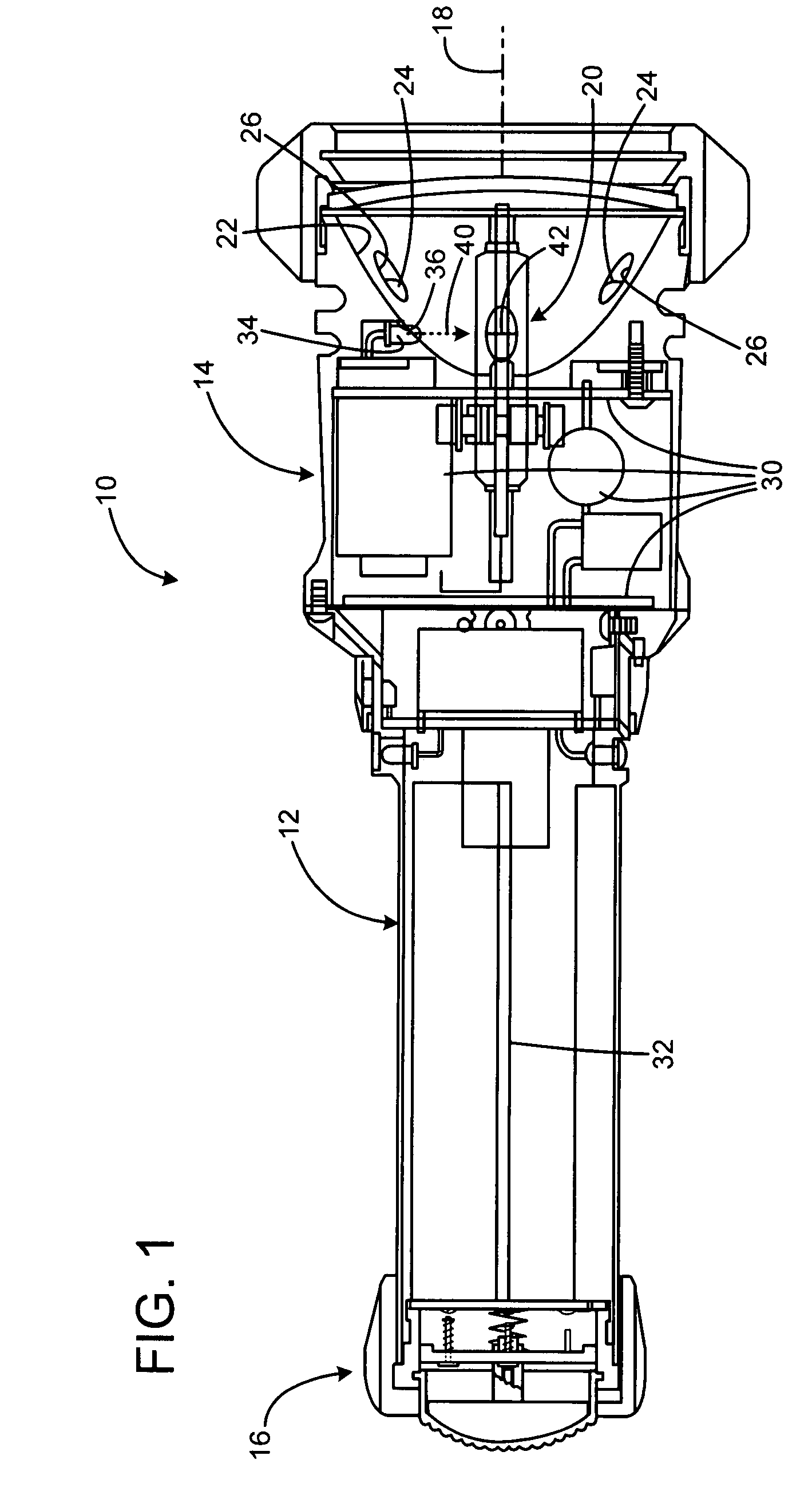 Flashlight with multistage switch and ARC lamp operation sensor