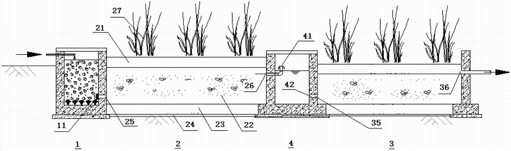 Polluted underground water deep purification combined denitrification system and process method