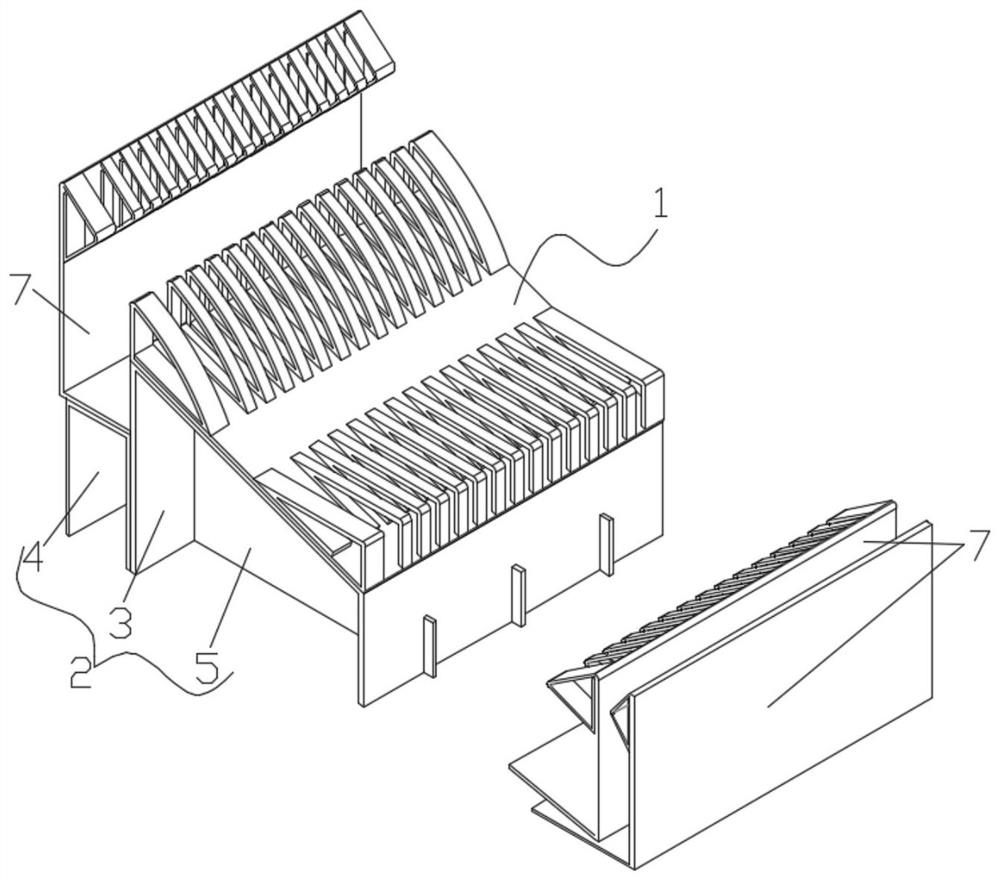 A packaging box for packaging the frame of the front door and window of a car