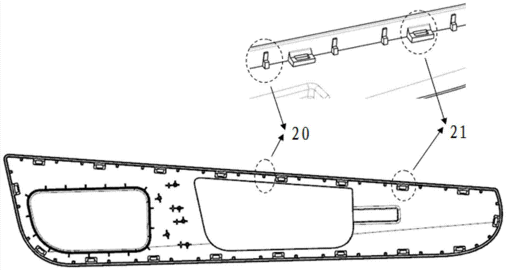 Large plastic plate matching structure based on cantilever buckles