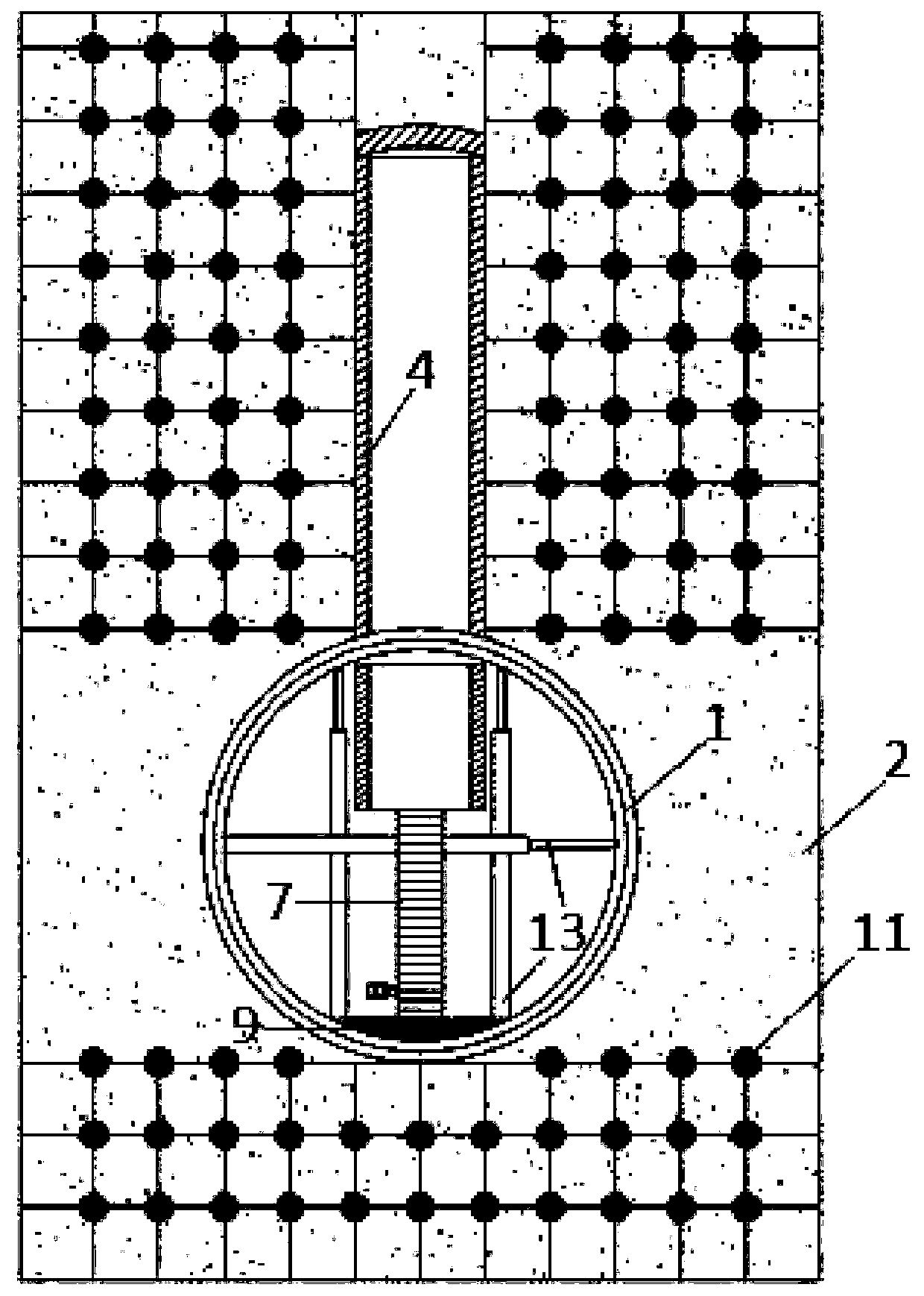 Shielding shaft vertical jacking mold testing device and method