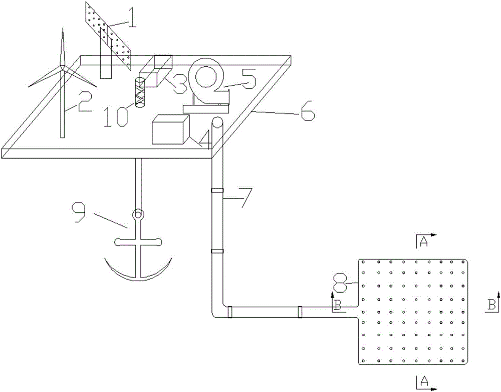 Wind-solar complementary system bottom mud in-situ aeration device and method