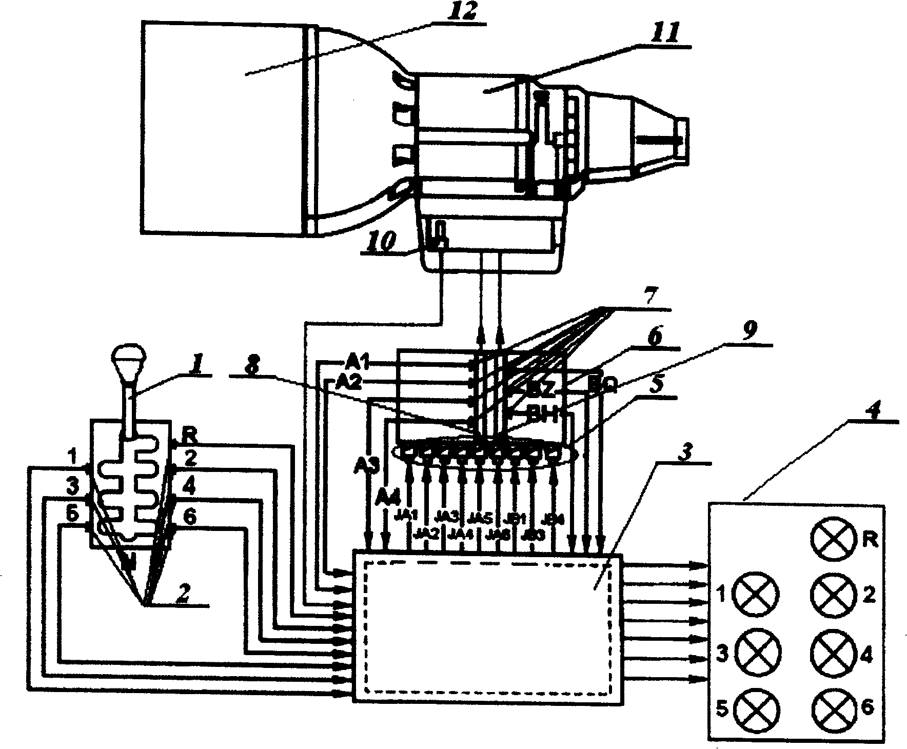 Programmable logic control device for automobile transmission case with manual gearshift