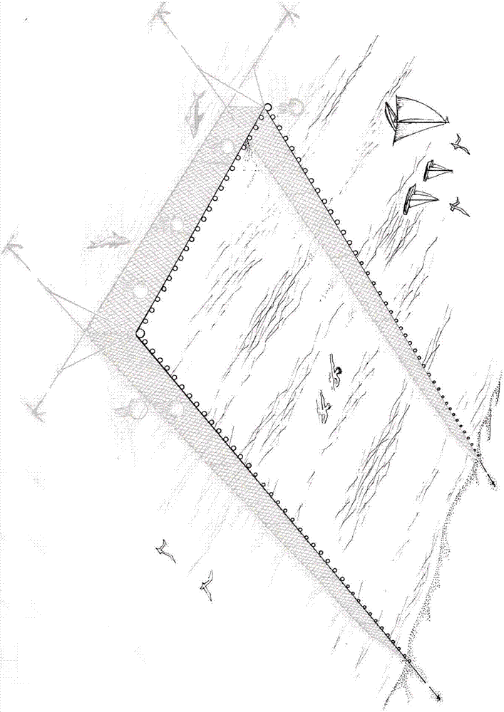 Method for laying protective net in bathing beach