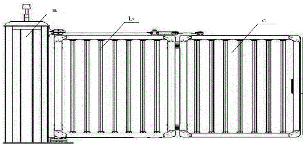 Suspension folding door with triangular connecting rod linkage mechanism