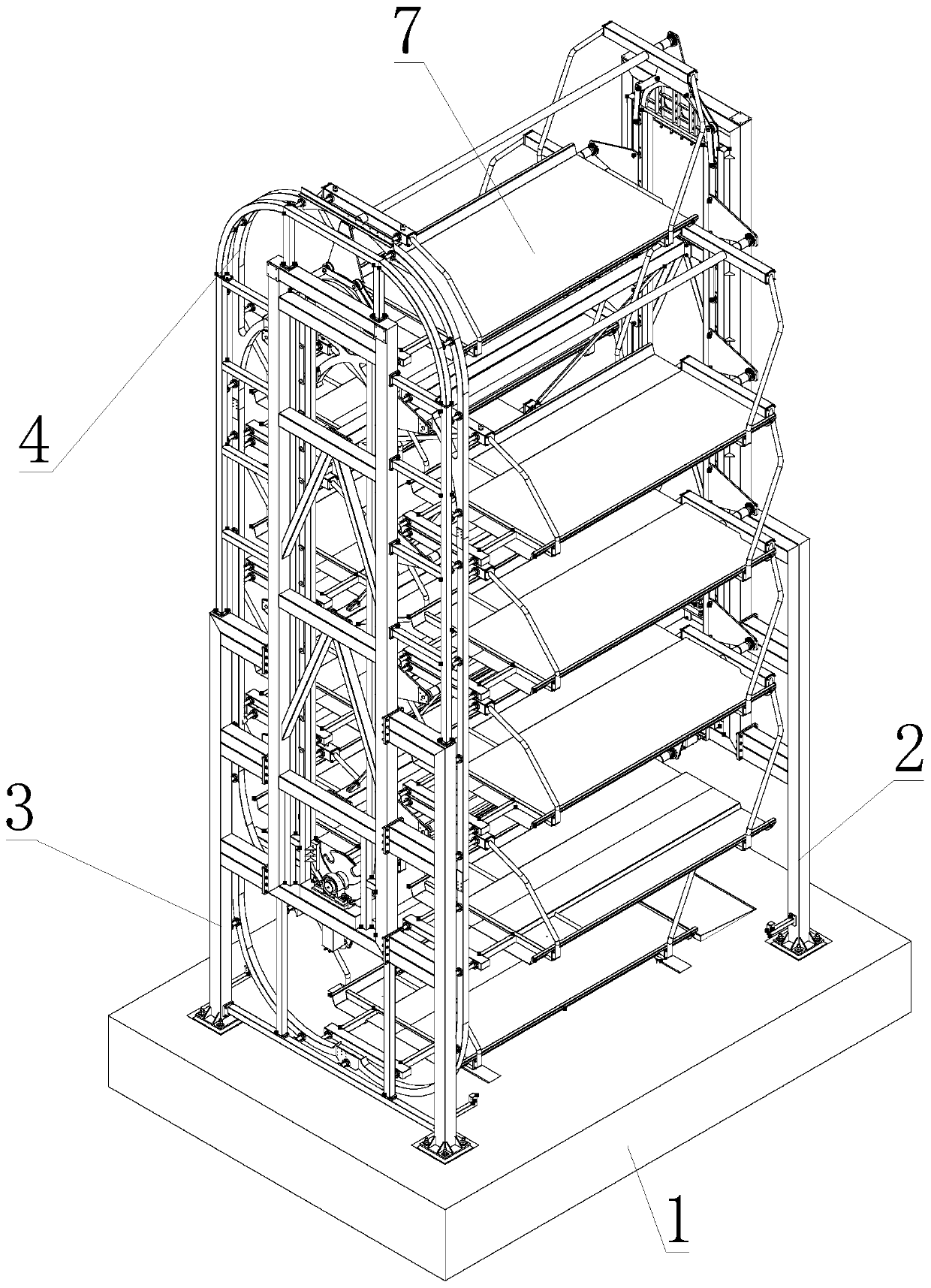 Vertical circulating garage for vehicle parking and using method thereof