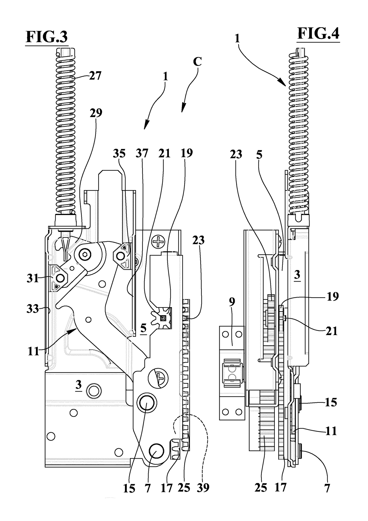 Hinge device with long reciprocating stroke of a front panel