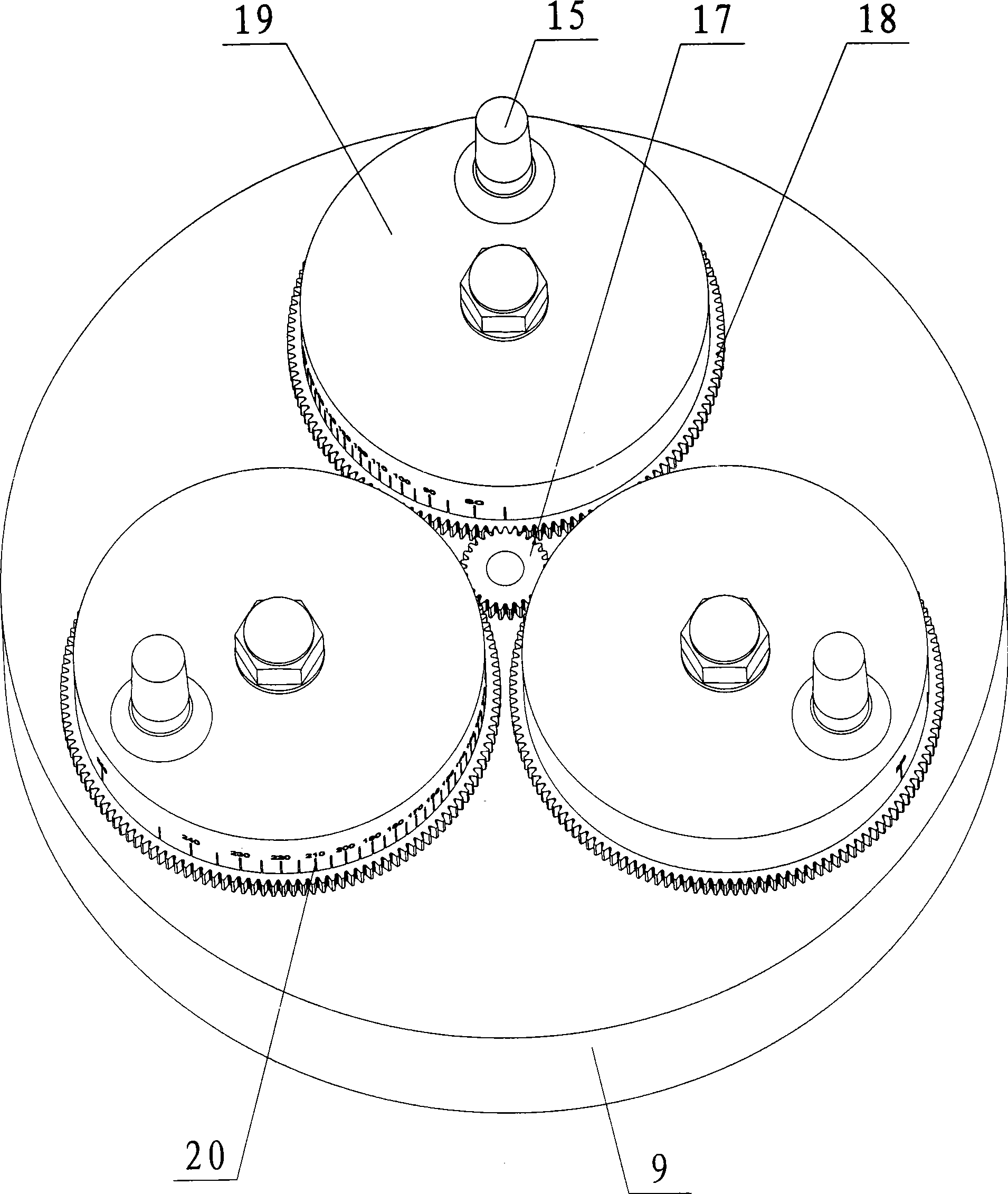 Synchronous adjustable multiple shaft machine