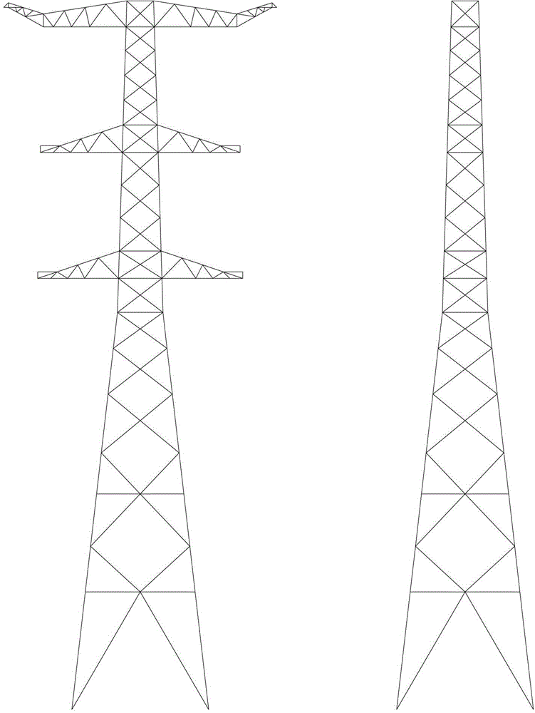 Steel pipe and angle iron hybrid ultrahigh-voltage power transmission tower