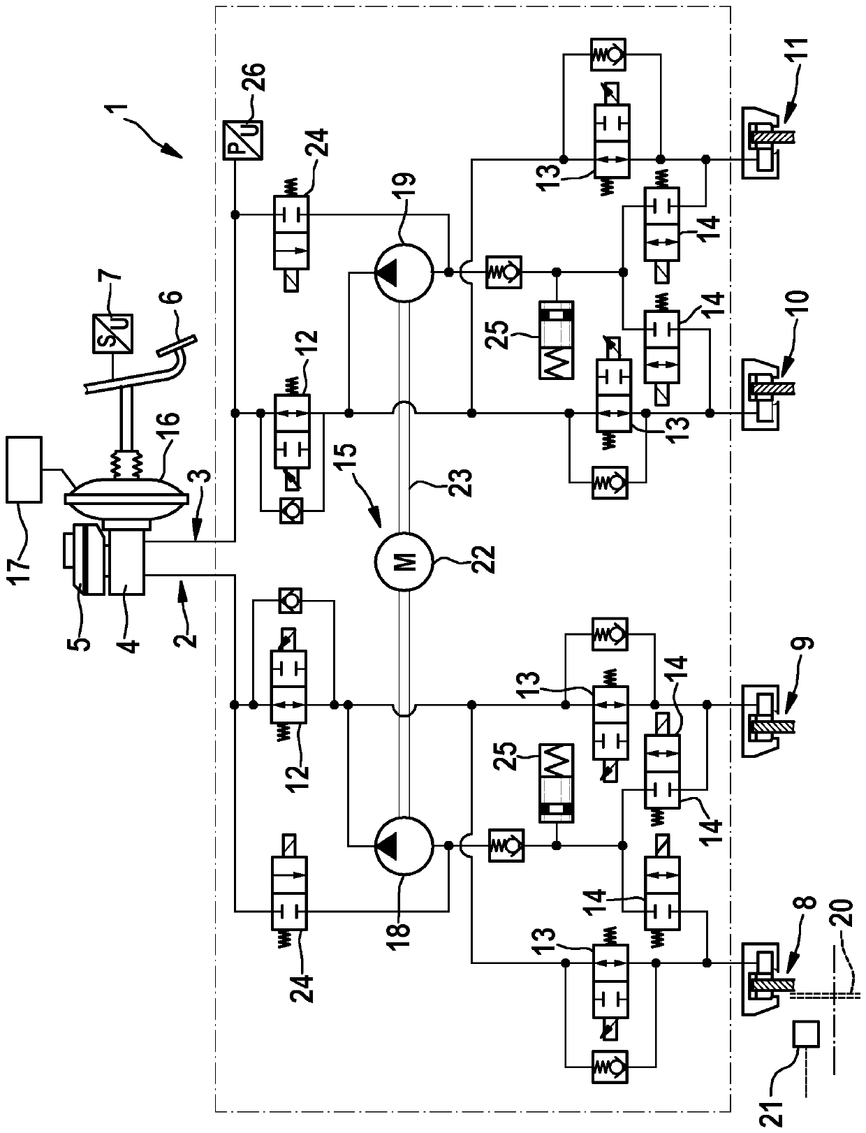 Method for adjusting the brake pedal counterforce in a hydraulic braking system