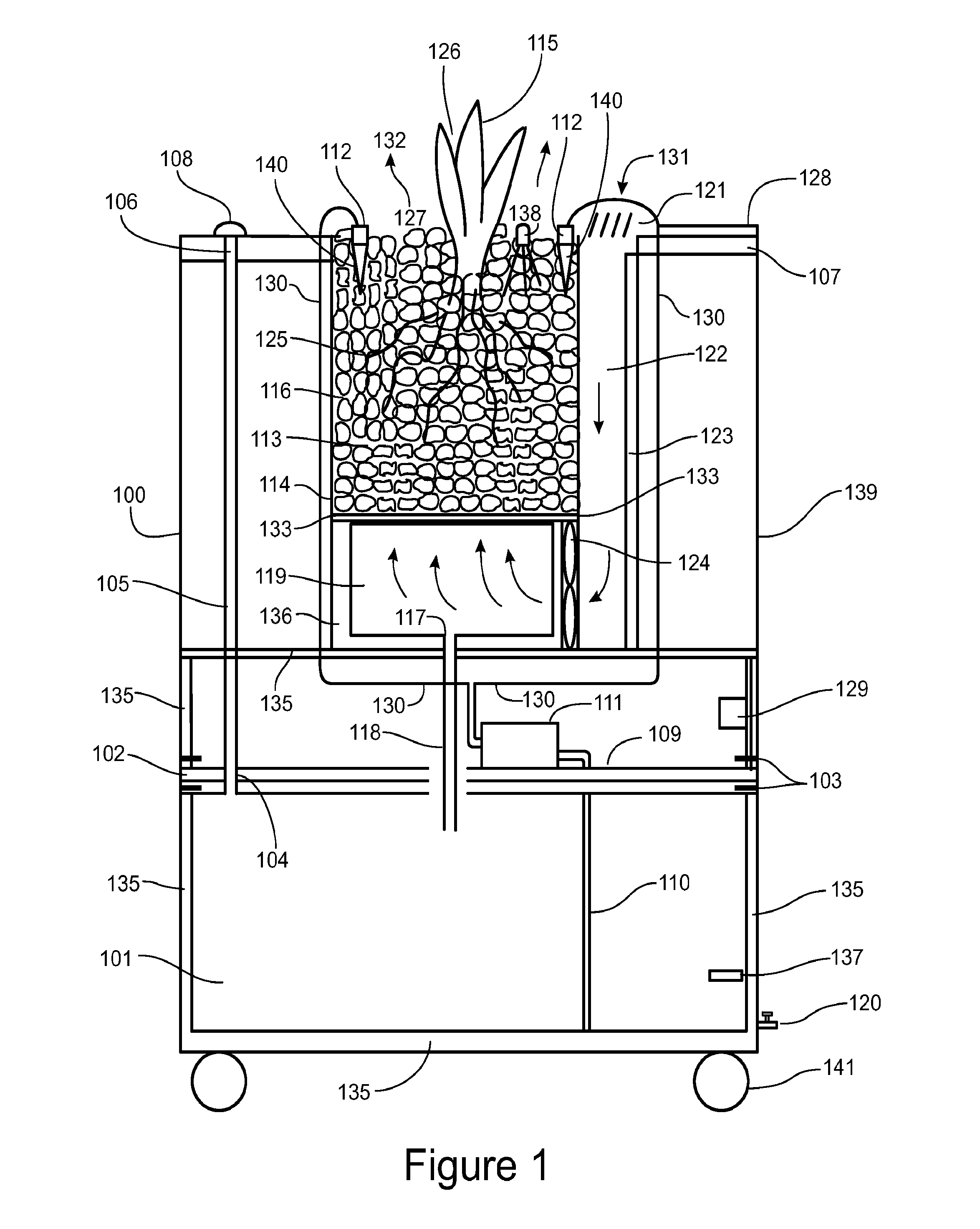 Water, Light and Airflow Control System and Configuration for a Plant Air Purifier