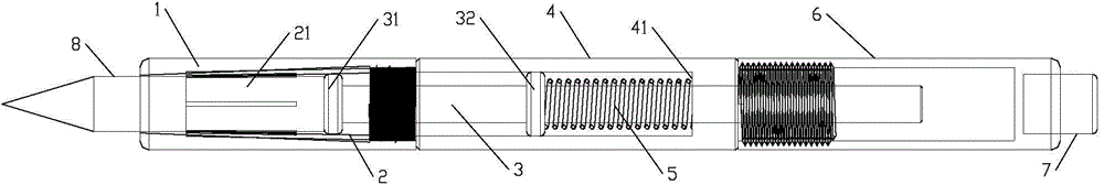 Pen container capable of lengthening short pencil