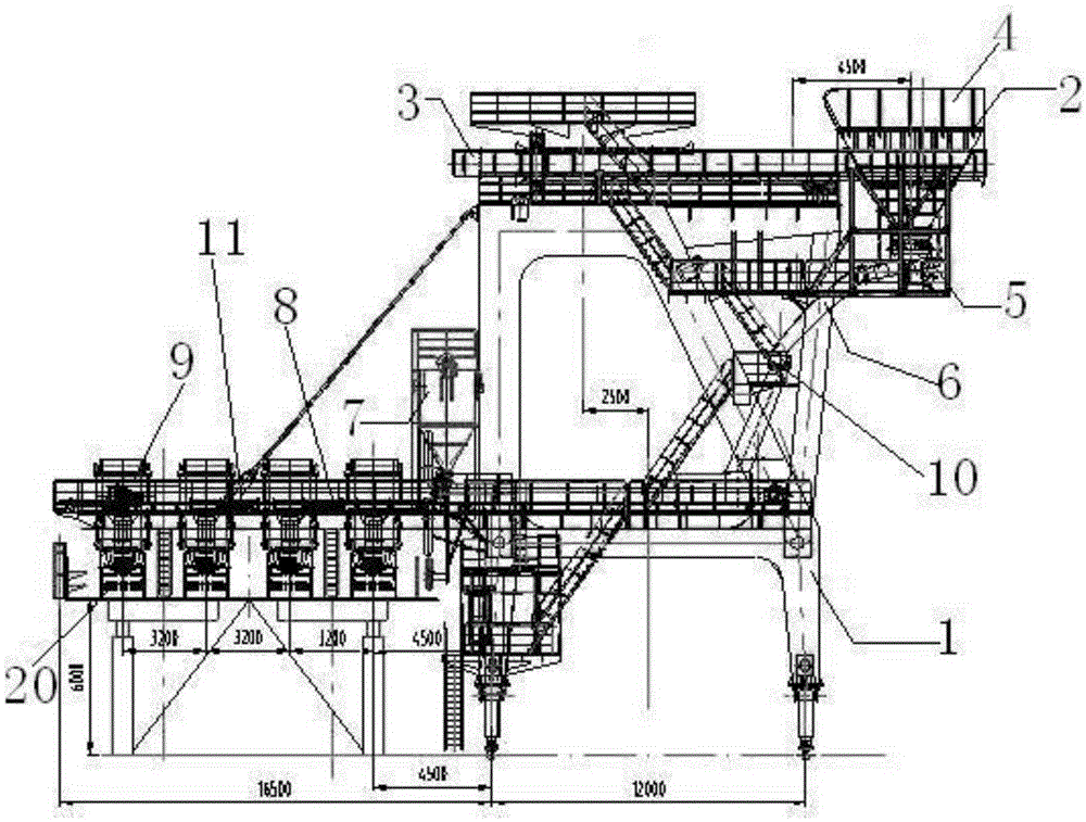 Four-cover belt unloading system and its application in bucket door machine