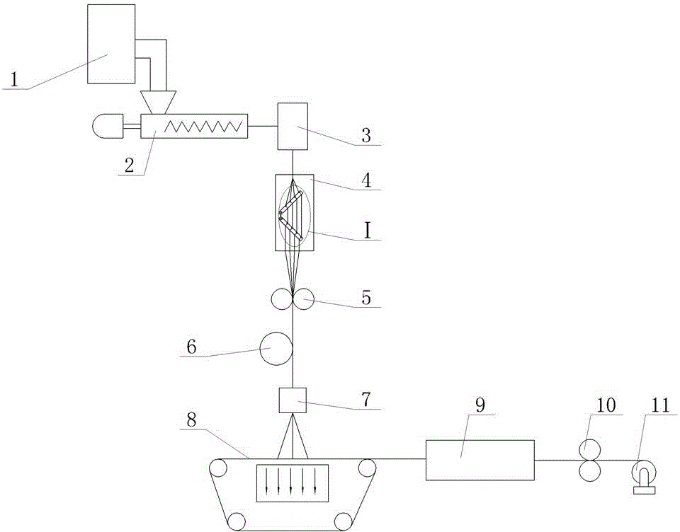 Production system for novel filtering material non-woven fabric