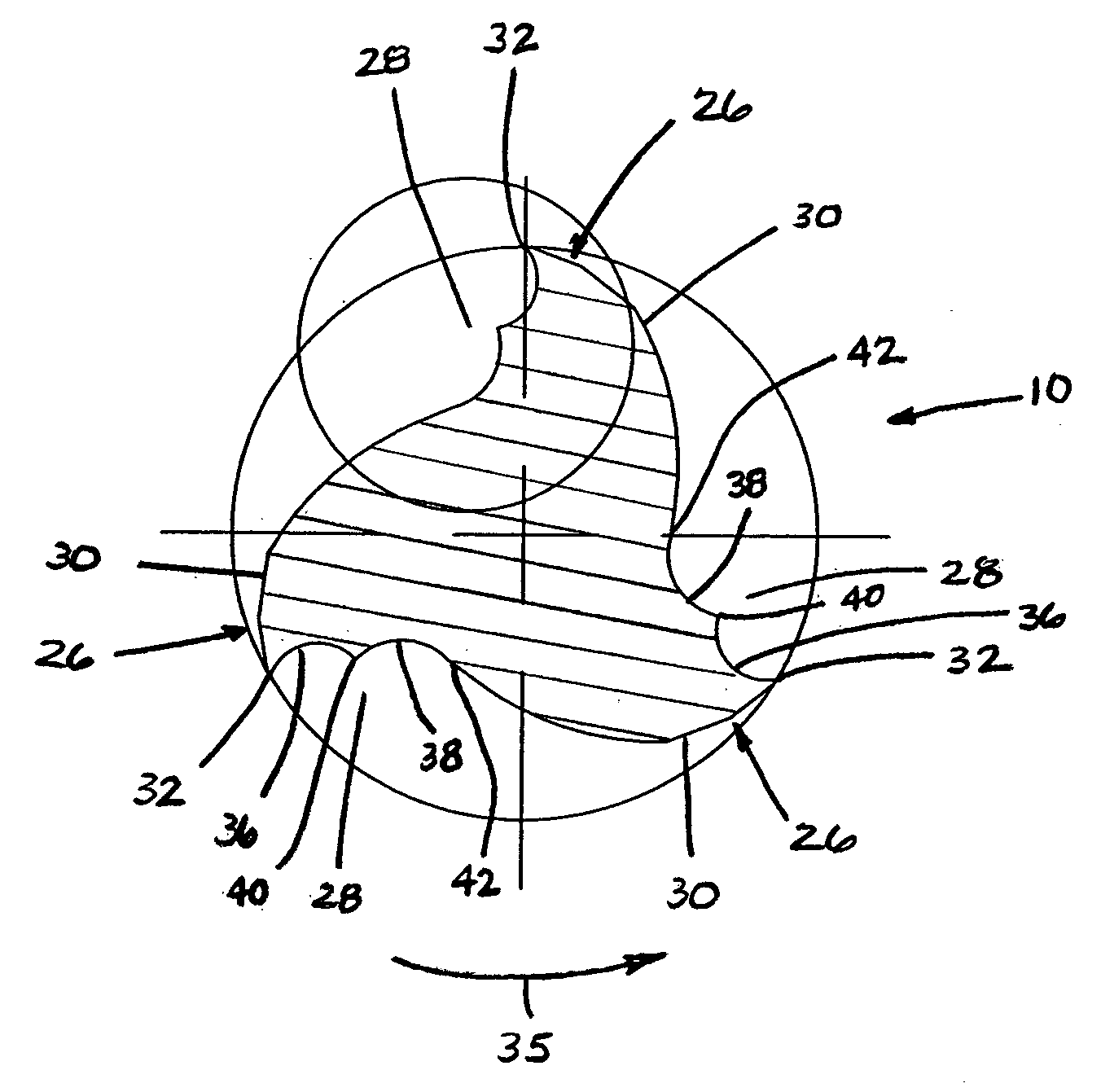 Helical flute end mill with multi-section cutting edge