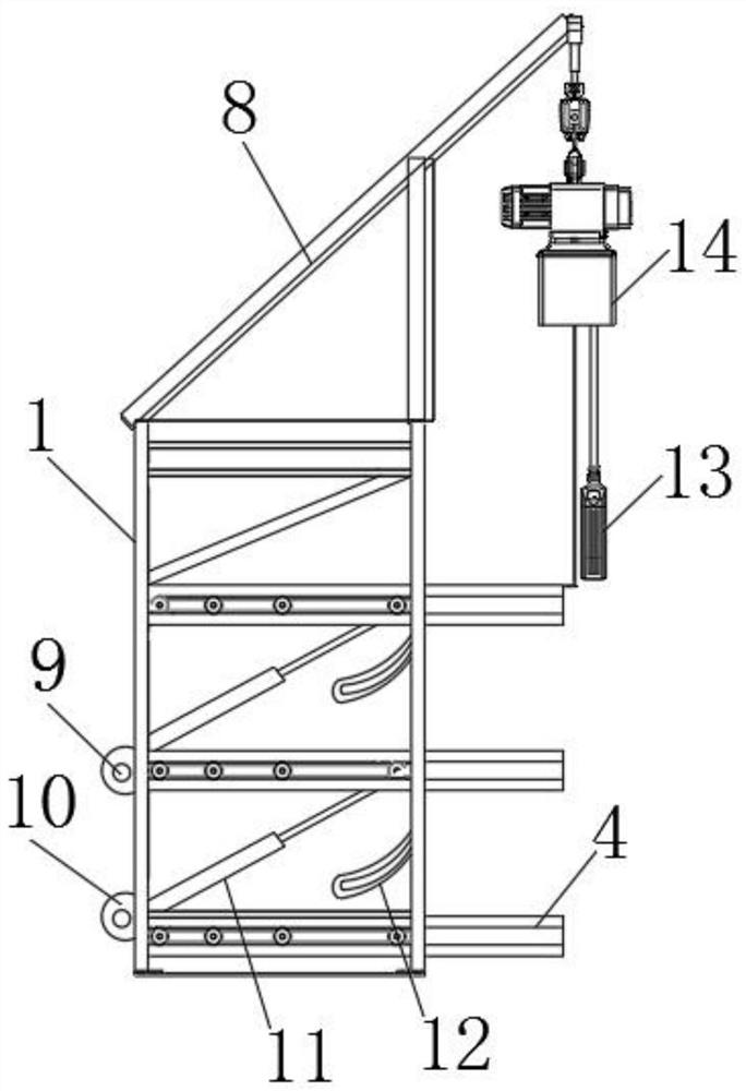 A storage structure for electronic products with easy access and adjustment