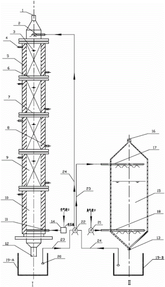 Biological desulfurizing and deodorizing trickling-filtration tower device and biological desulfurizing and deodorizing method