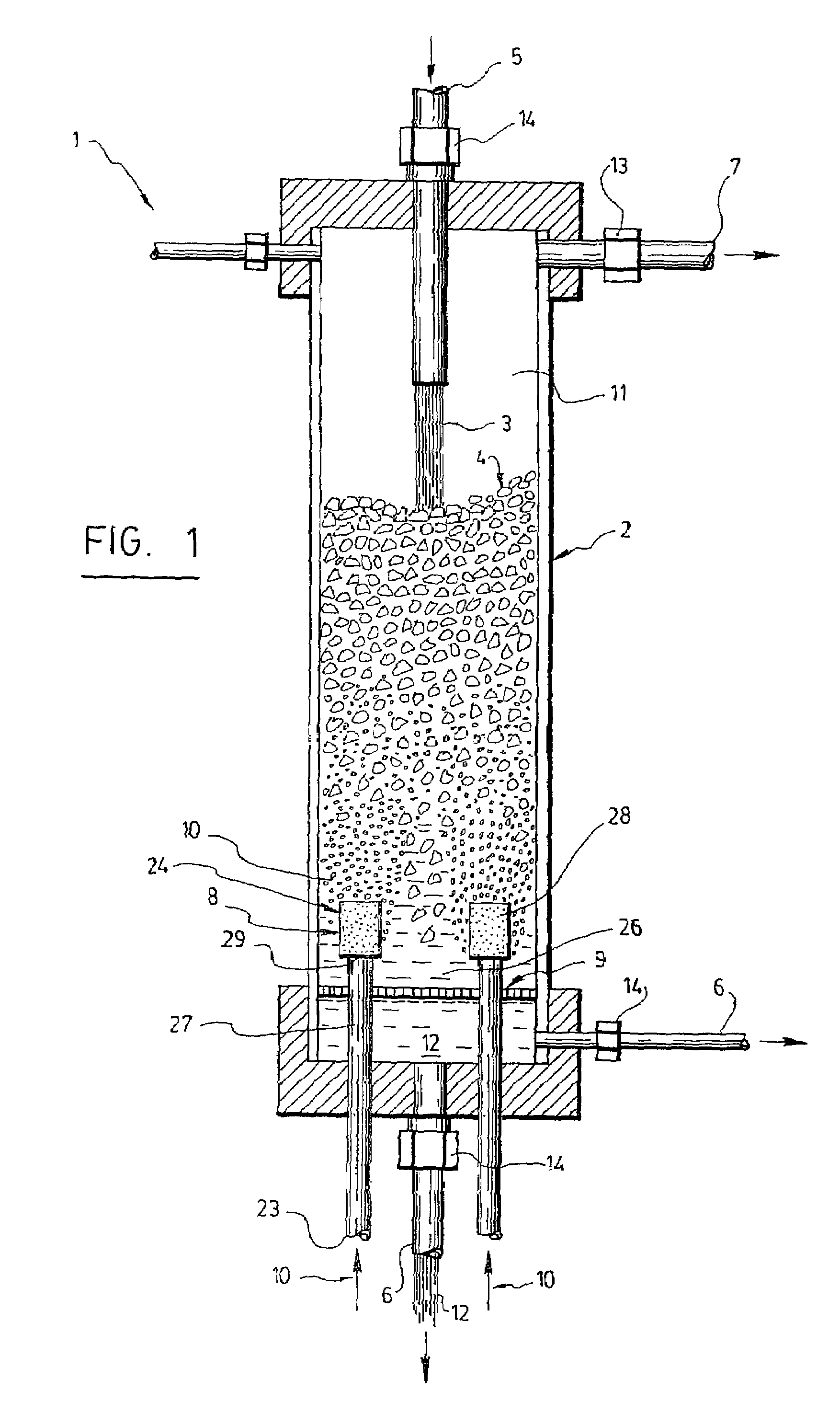 Triphasic bioreactor and process for gas effluent treatment