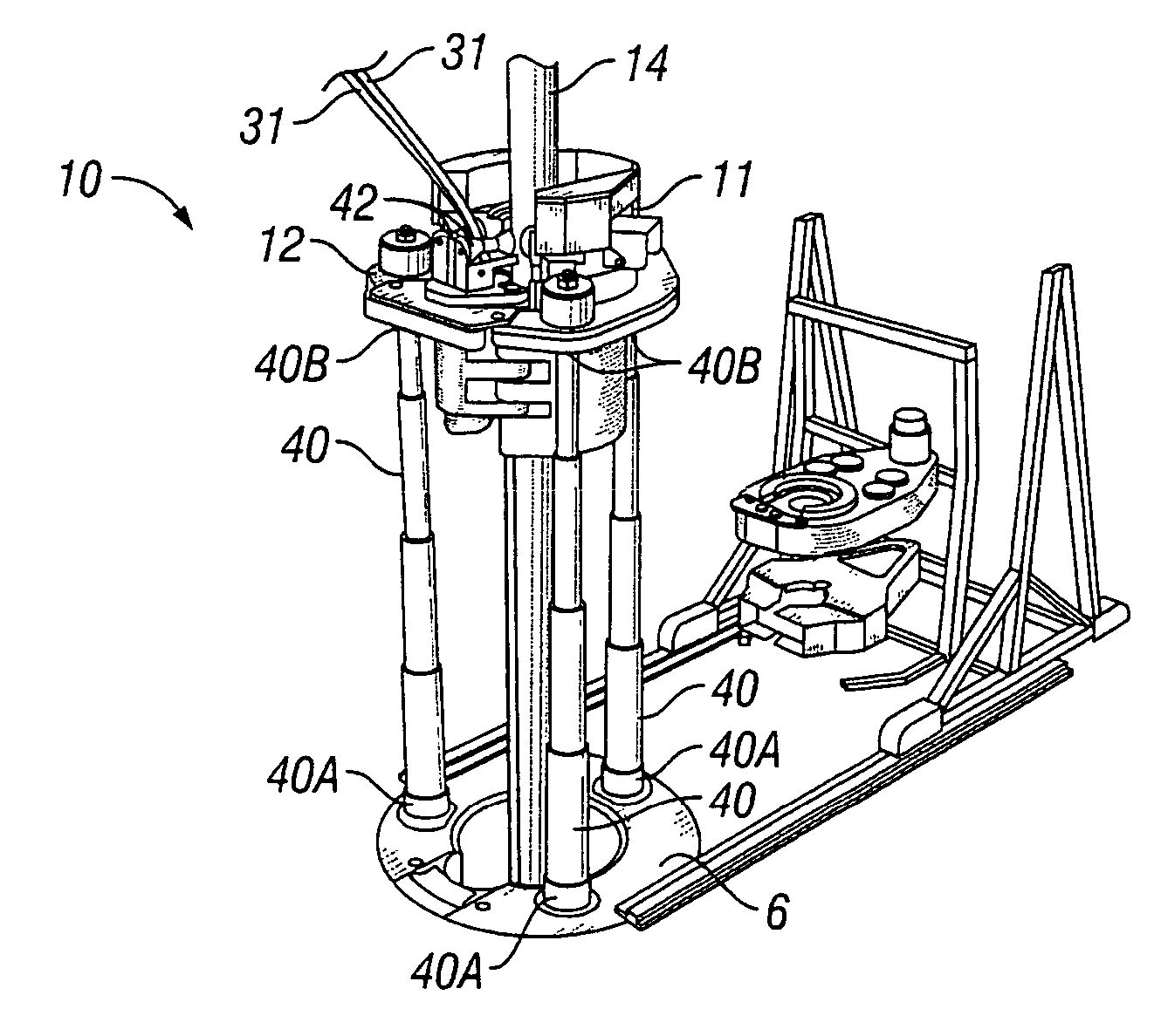 Top feed of control lines to a reciprocating spider