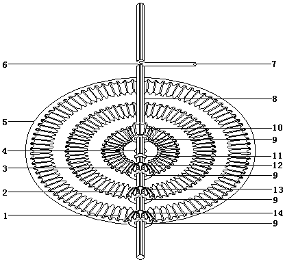 Spline shaft gear selecting bevel gear transmission and bicycle transmission