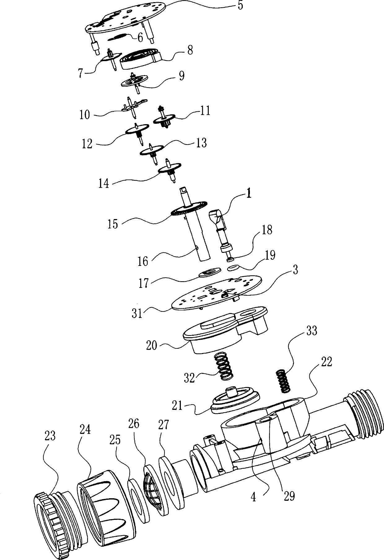 Water saving method adopting electronic control and novel 360-degree spraying head