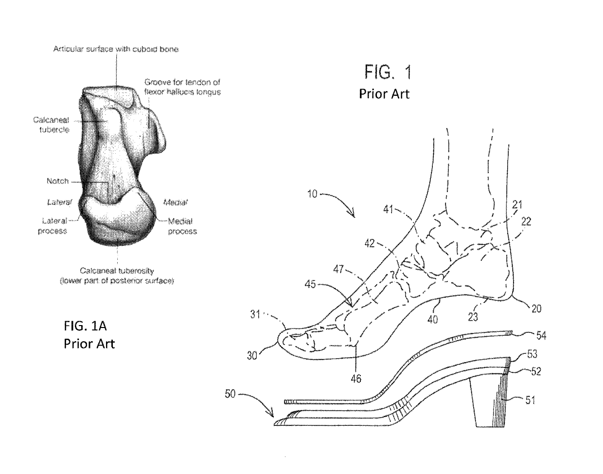 Device for high-heeled shoes and method of constructing a high-heeled shoe