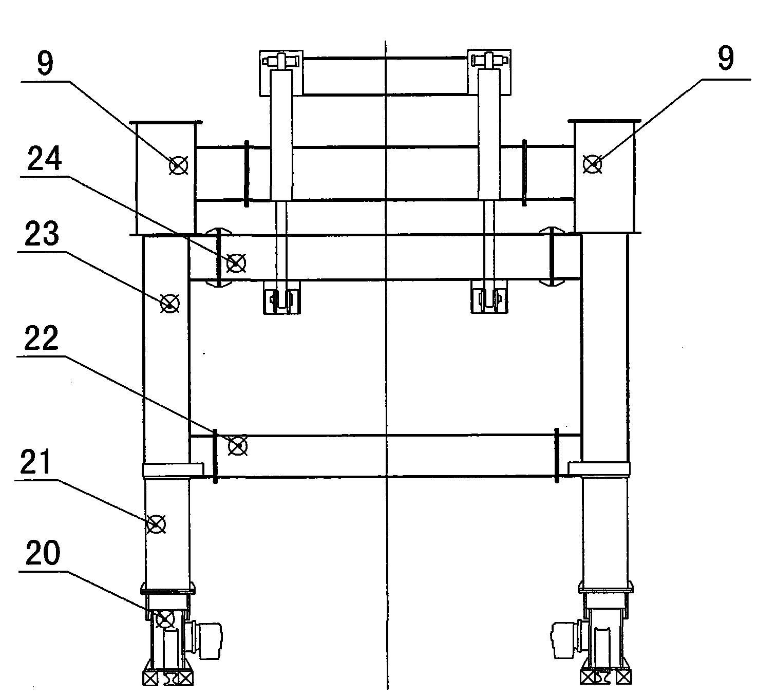 Split guide beam type tunnel-passing bridge girder erecting machine