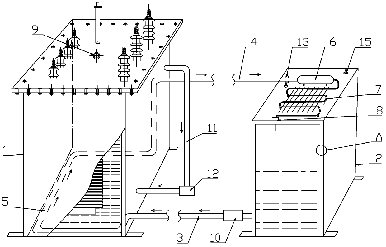 Liquid nitrogen strong cooling transformer and refrigerating method thereof