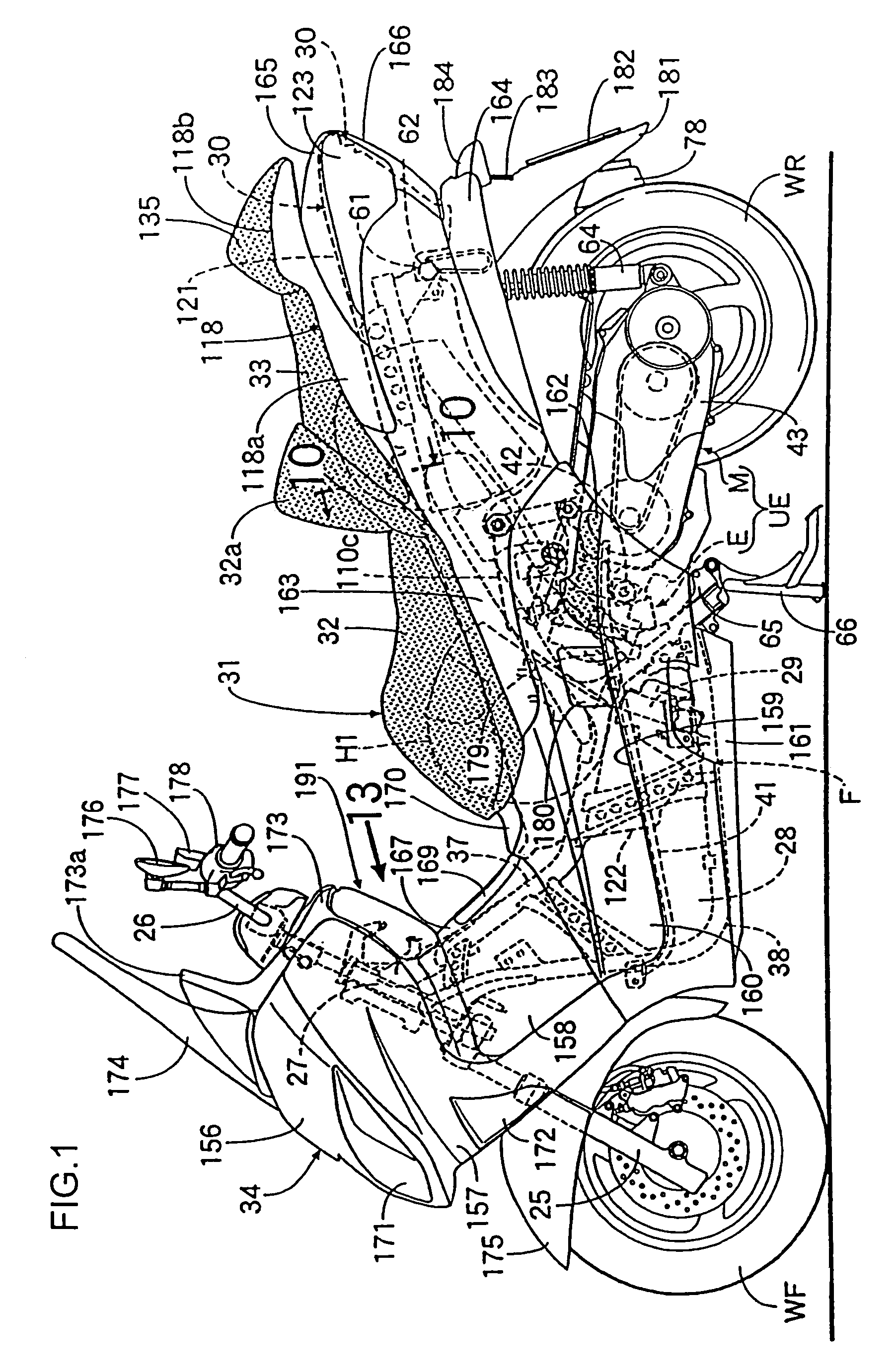 Luggage storage device for a motorcycle