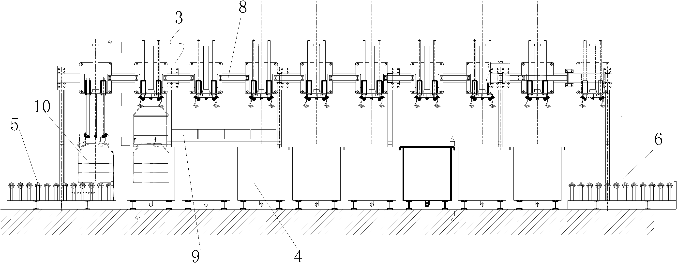 Automatic washing device of cantilever structure