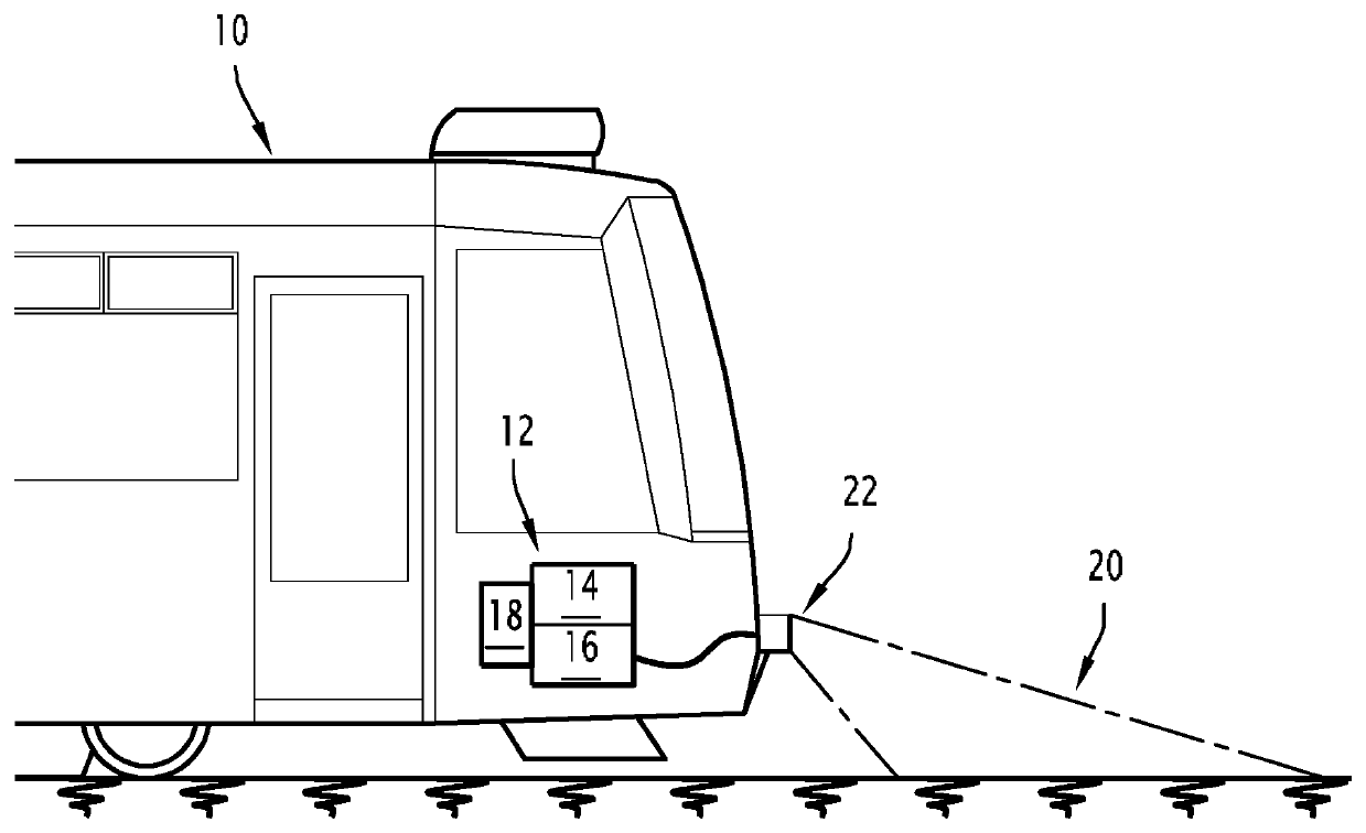 Warning device for an urban public transport vehicle, in particular a tramway