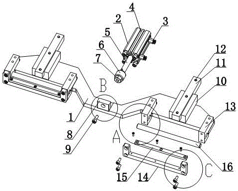 Cylinder-driving type supporting device for plate type medium efficiency filter