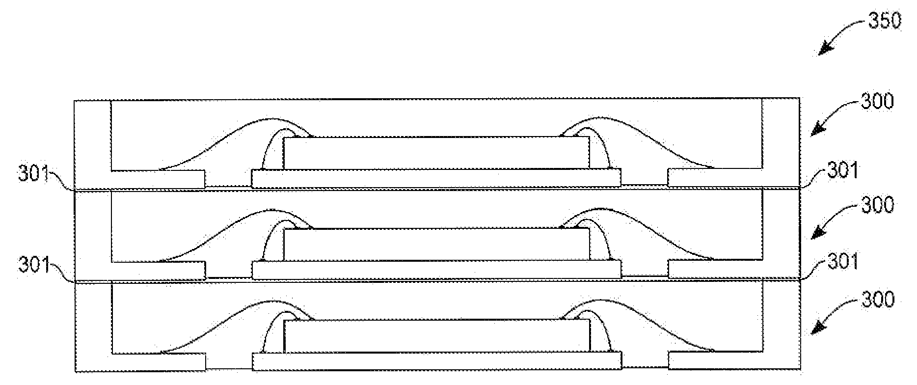 Stackable packages for three-dimensional packaging of semiconductor dice